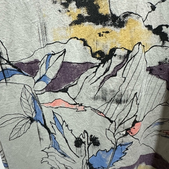 DIESEL GREY SOFT FLORAL/LANDSCAPES COLOUR PRINT LONG SCARF 19×85 INCHES - Picture 2 of 4